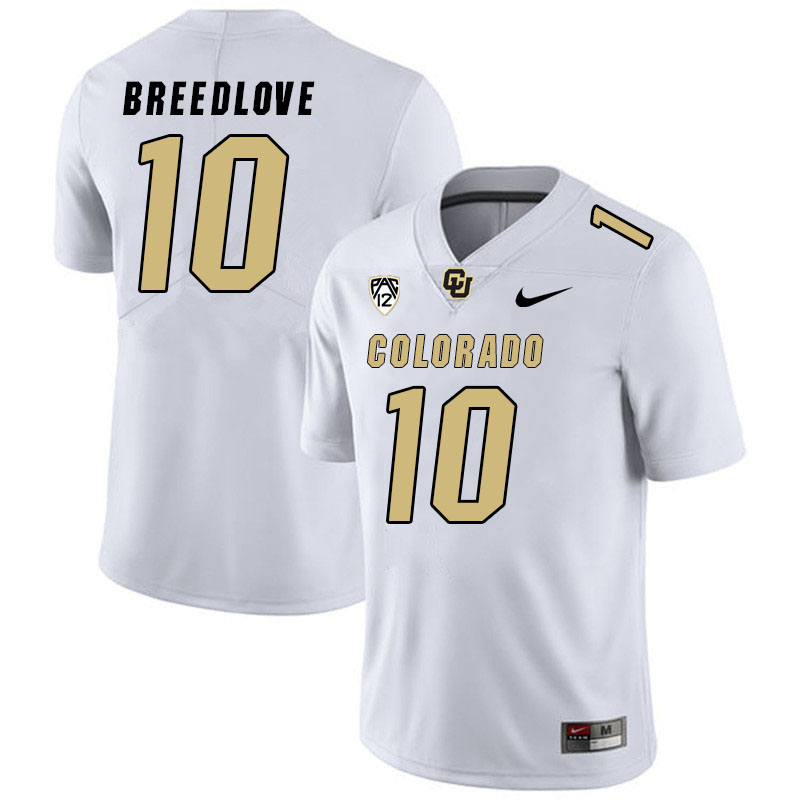 Men #10 Kyndrich Breedlove Colorado Buffaloes College Football Jerseys Stitched Sale-White - Click Image to Close